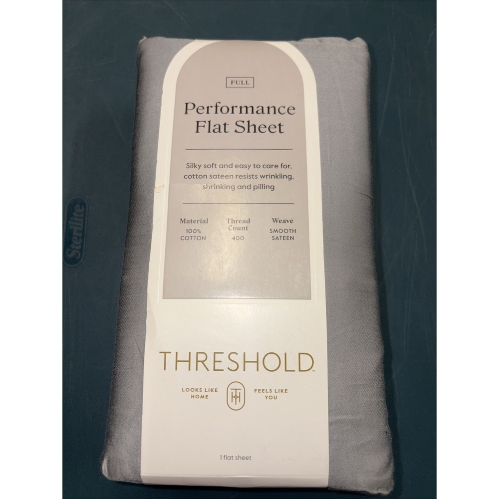 Full 400 Thread Count Performance Flat Sheet Classic‎ Gray - Threshold: Cotton